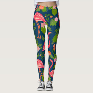 Roze Flamingo: Turquoise gestreepte Vintage Leggings