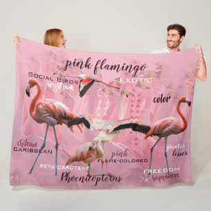 Roze Flamingo Typografie   GEPERSONALISEERD   Fleece Deken