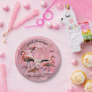Roze Flamingo Typografie Gepersonaliseerd Papieren Bordje