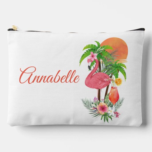 Roze Flamingo Vakantie Grote Accessoirezak Etui (Voorkant)