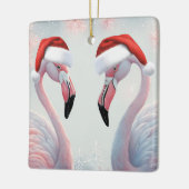 Roze Flamingo Vakantie Kerstmis Keramisch Ornament (Links)