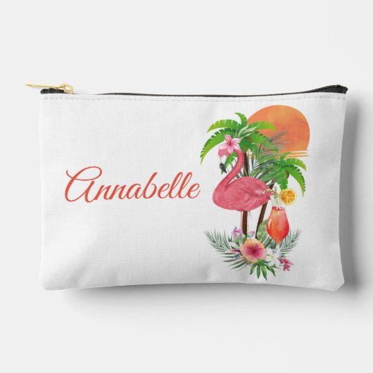 Roze Flamingo Vakantie Kleine Accessoirezak Etui (Voorkant)