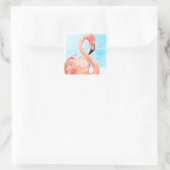Roze Flamingo Valentijnsdag Waterverf Vierkante Sticker (Tas)