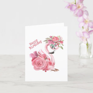 Roze Flamingo Verjaardag Kaart