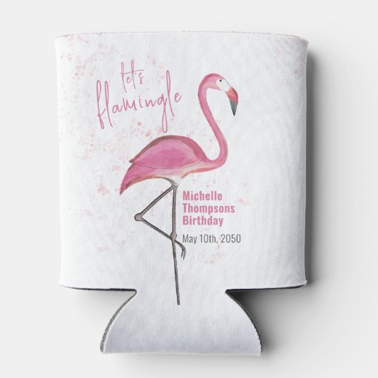Roze Flamingo Verjaardagsfeest Custom Blikjeskoeler (Achterkant)