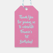 Roze Flamingo Verjaardagsfeestje Dank u Gift Cadeaulabel (Achterkant)