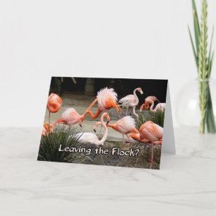 Roze flamingo verlaat de Flock Farewell Kaart