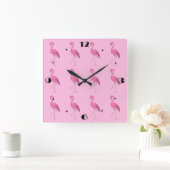  roze flamingo vierkante klok (Huis)