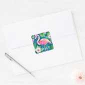 Roze Flamingo Vierkante Sticker (Envelop)