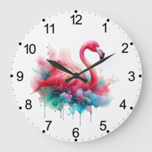 Roze Flamingo Vogel Sublimatie Grote Klok