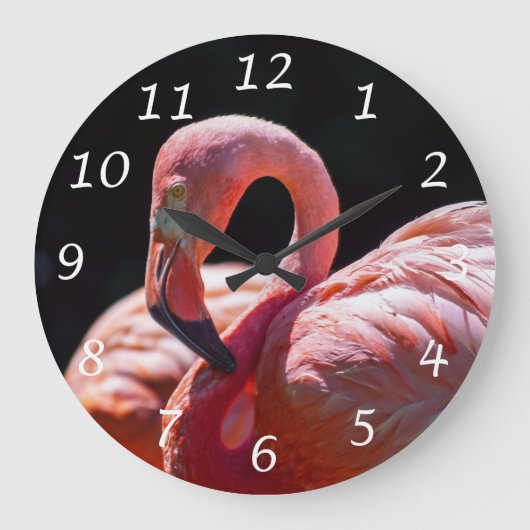 Roze Flamingo Vogel Wandklok Grote Klok (Voorkant)