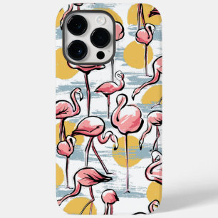 Roze Flamingo vogels en zonsondergang   Tropische  Case-Mate iPhone 14 Pro Max Hoesje