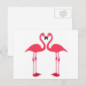 Roze flamingo-vogels-liefde-hart briefkaart (Voorkant / Achterkant)