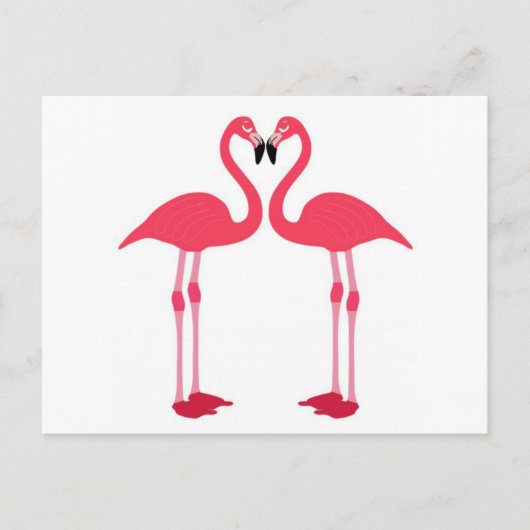 Roze flamingo-vogels-liefde-hart briefkaart (Voorkant)