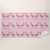 Roze Flamingo Vogels Strandlaken (Voorkant)
