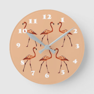 Roze Flamingo Wandklok Ronde Klok