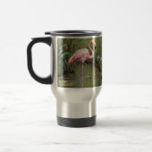 Roze Flamingo-waterlelies en rieten olieverfschild Reisbeker (Links)