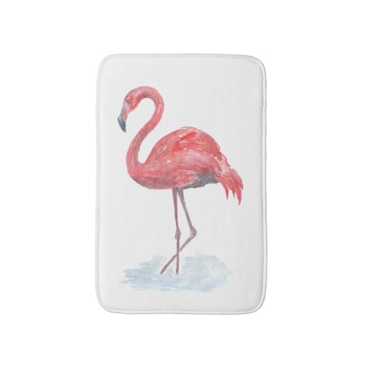 Roze flamingo, waterverf. badmat (Voorkant Verticaal)