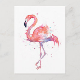Roze Flamingo Waterverf Briefkaart