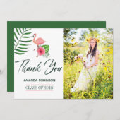 Roze Flamingo Waterverf Luau Afstuderen Dank u wel Bedankkaart (Voorkant / Achterkant)