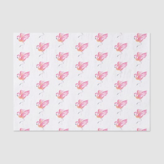 Roze Flamingo Waterverf Pattern Beach Tissuepapier (Voorkant)