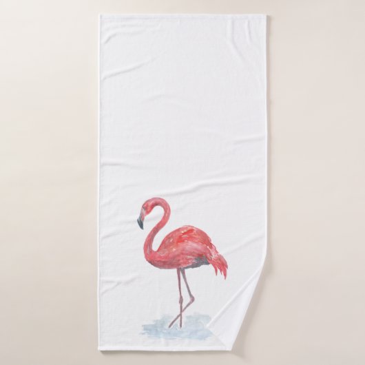 Roze flamingo, waterverf. wasdoek bad handdoek (Badhanddoek)