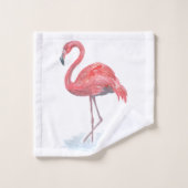 Roze flamingo, waterverf. wasdoek bad handdoek (Wasdoekje)
