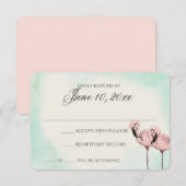 Roze Flamingo Wedding Response Kaart (Voorkant / Achterkant)