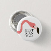 Roze Flamingo Whimsy Best Man Ronde Button 3,2 Cm (Voorkant /achterkant)