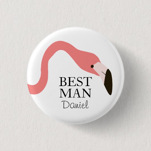 Roze Flamingo Whimsy Best Man Ronde Button 3,2 Cm (Voorkant)