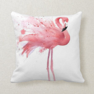 Roze Flamingo -White Kussen