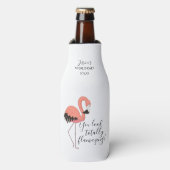 Roze Flamingo Witte Flamazing Bruiloft Feest Flesjeskoeler (Fles Voorkant)