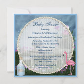 Roze Flamingo Wonderland Tea Party Boy Baby shower Kaart (Achterkant)