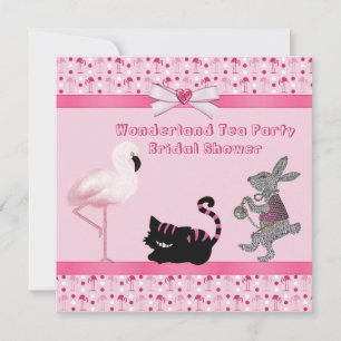 Roze Flamingo Wonderland Tea Party Vrijgezellenfee Kaart