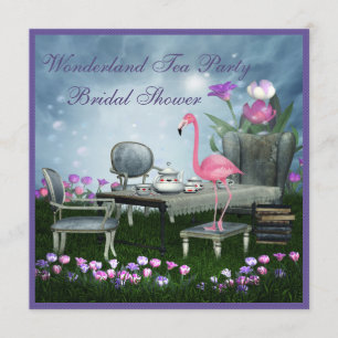 Roze Flamingo Wonderland Tea Party Vrijgezellenfee Kaart