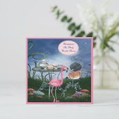 Roze Flamingo Wonderland Tea Party Vrijgezellenfee Kaart (Staand voorkant)