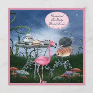 Roze Flamingo Wonderland Tea Party Vrijgezellenfee Kaart