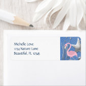 Roze Flamingo, Zeesterren en Cattails Beach Adres Etiket (Insitu)