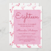 Roze Flamingo Zomer 18e Verjaardagsfeest Kaart (Voorkant / Achterkant)