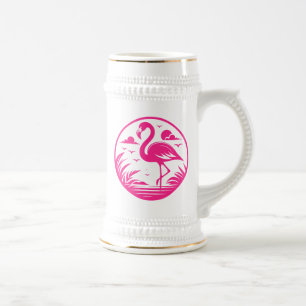 Roze Flamingo Zomer Cirkel Ontwerp-68730 Bierpul