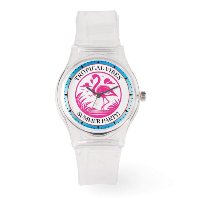 Roze Flamingo Zomer Cirkel Ontwerp-68730 Horloge (Voorkant)