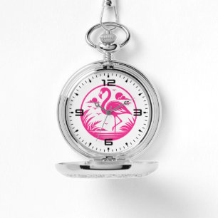 Roze Flamingo Zomer Cirkel Ontwerp-68730 Horloge