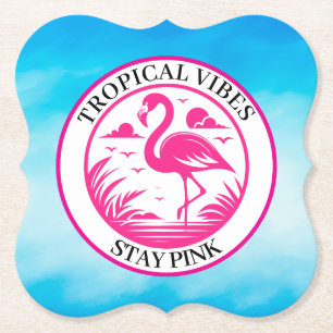 Roze Flamingo Zomer Cirkel Ontwerp-68730 Kartonnen Onderzetters