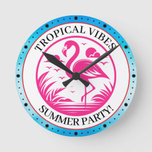 Roze Flamingo Zomer Cirkel Ontwerp-68730 Ronde Klok