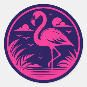 Roze Flamingo Zomer Cirkel Ontwerp-68730 Ronde Sticker