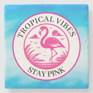 Roze Flamingo Zomer Cirkel Ontwerp-68730 Stenen Onderzetter