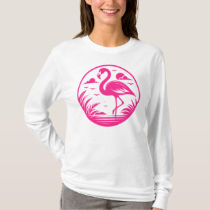 Roze Flamingo Zomer Cirkel Ontwerp-68730 T-shirt