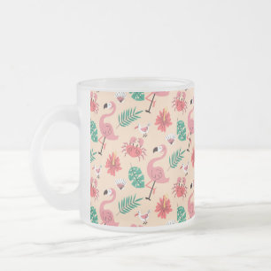 Roze Flamingo Zomer Tropisch Patroon-23123 Matglas Koffiemok