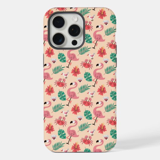 Roze Flamingo Zomer Tropisch Patroon iPhone Hoesje (Achterkant)