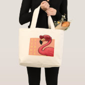 Roze Flamingo Zonnige Sfeer Grote Tote Bag (Voorkant (product))